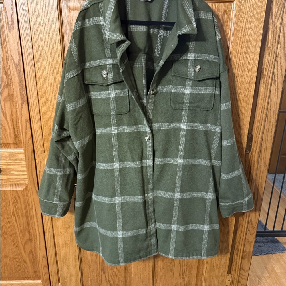 Sonoma Olive Plaid Flannel (not lined) Utility Jacket
